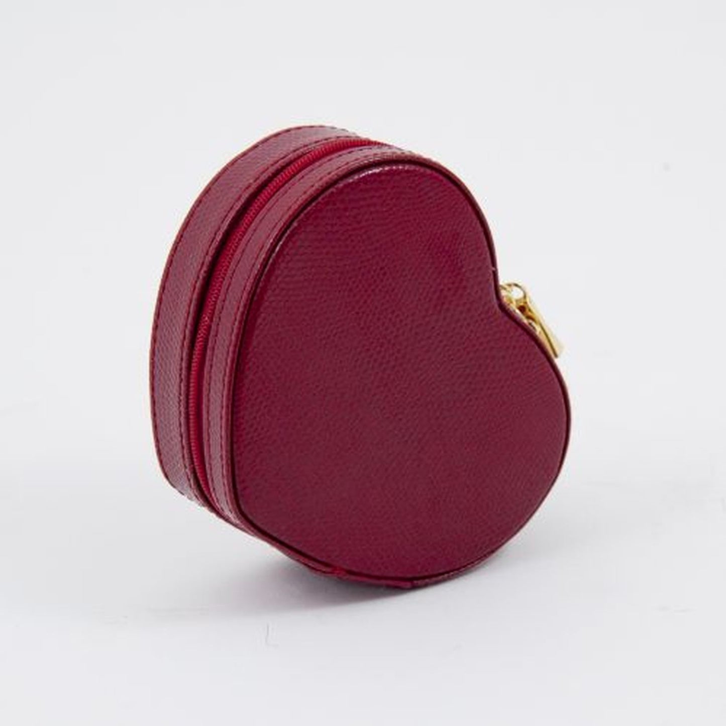 Red "Lizard" Leather Small Heart Shaped Jewelry Box