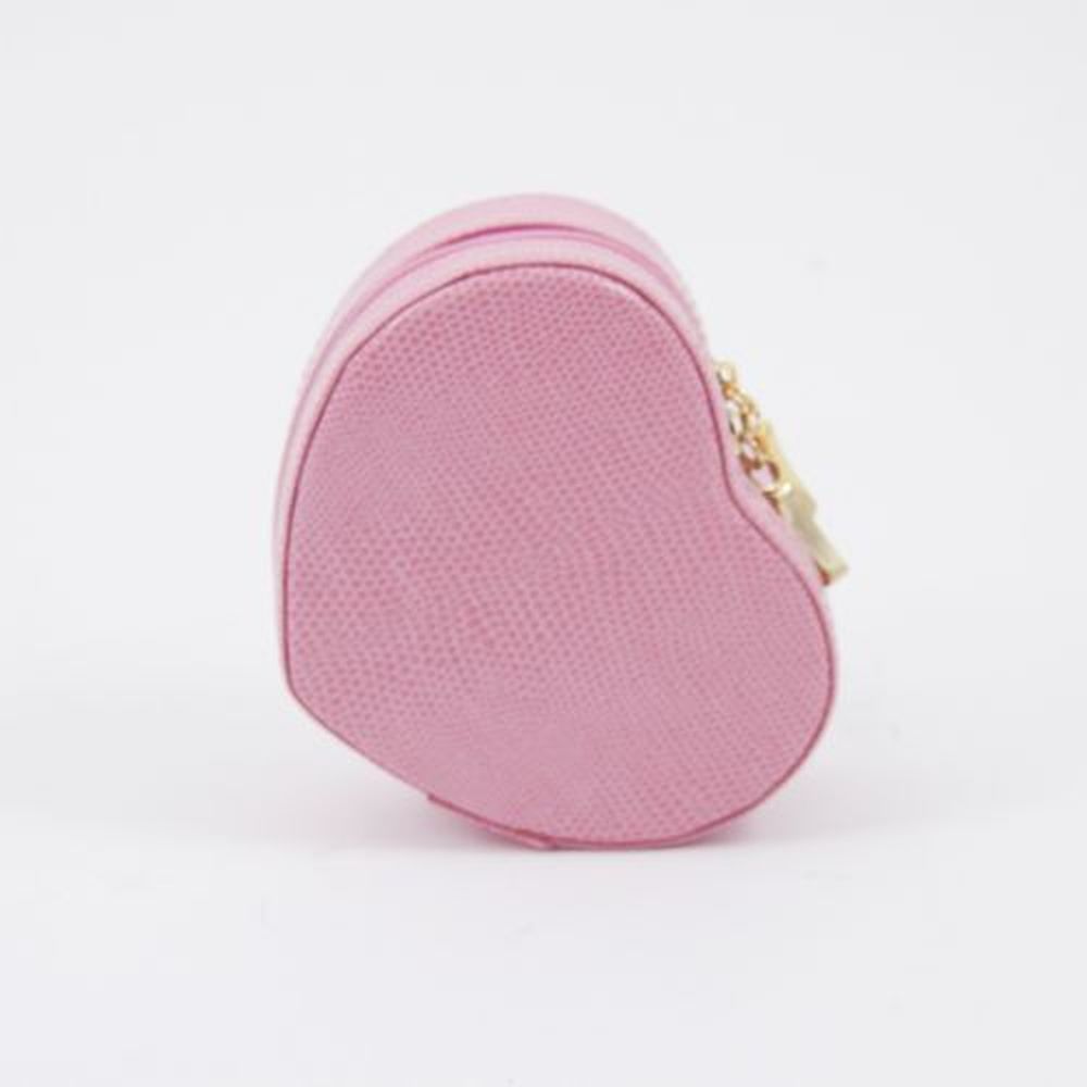 Pink "Lizard" Leather Small Heart Shaped Jewelry Box