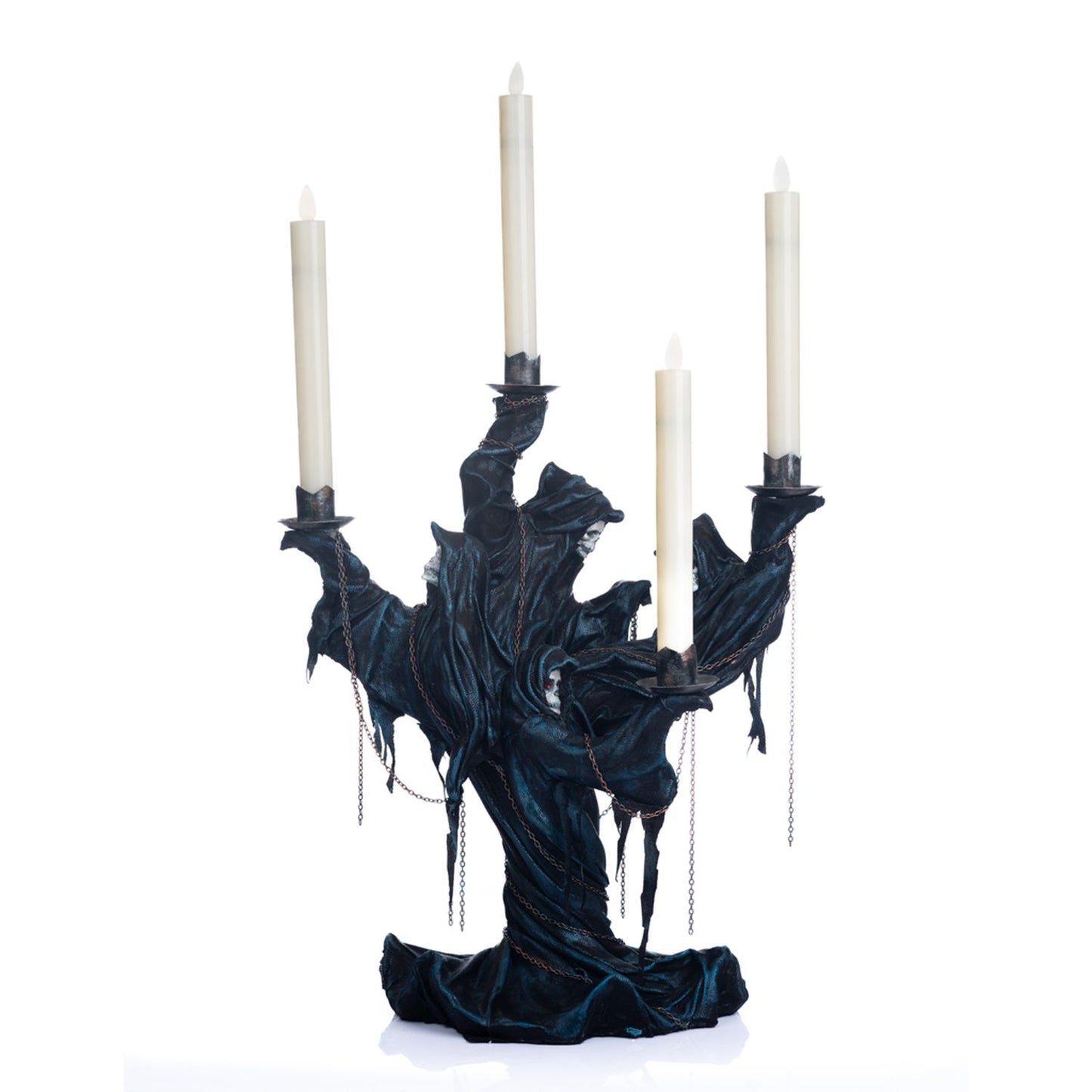 Katherine's Collection 2023 Seers and Takers 17" Thanatos Candelabra, Black Resin