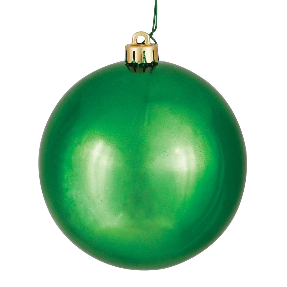 Vickerman 3" Green Shiny Ball Ornament, 12 per Bag, Plastic