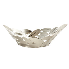 Leeber Oval Leaves Boat Bowl, 5", Nickel Plated Stainless Steel