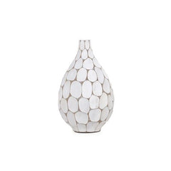 Torre & Tagus Carved Divot Resin Teardrop Vase, White, 13"