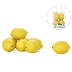 Torre & Tagus Orchard Faux Fruit Décor, Set of 8 - Lemons, Yellow, 3.5" x 2.5"