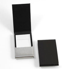 Bey Berk Black Leather Business Card Case With Flip Top