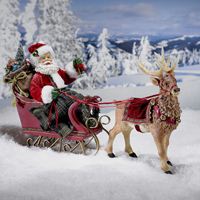 Kurt Adler Santa In Sleigh W/Deer, PVC