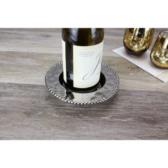 Pampa Bay Porcelain Wine Bottle Coaster, Silver, 1.5 x 6 inches