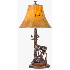Vintage Direct 32.25"H Grand Buck/Doe Table Lamp, Bronze, Polyresin