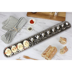 Pampa Bay Deviled Egg Tray, Silver, Porcelain, 3.25 x 21 inches