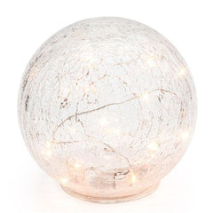 Torre & Tagus Led Sphere 8" Crackle Glass Decor Light, Cream