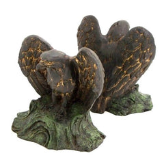 Resin Cast Eagle Bookends With Antique Gold & Patina Finish