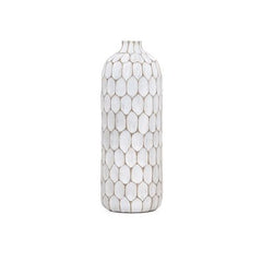 Torre & Tagus Carved Divot Resin Tall Vase, White, 15".