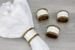 Pampa Bay Golden Salerno Napkin Rings, Set of 4, Porcelain