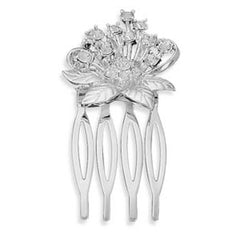 MMA Silver Plated Crystal Flower Fashion Hair Comb.
