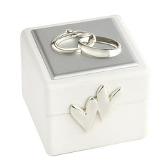 Leeber Wedding Ring Box, Double Rings, Silver