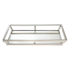 Leeber Large Beam Mirrored Tray, Silver, Stainless Steel, 2" x 10" x 16"