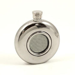 5 Oz. Stainless Steel Mirror Finish Flask With Glass Center