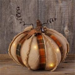 Your Heart's Delight Pumpkin - Round, 10 Led Lights, Fabric