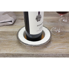 Pampa Bay Wine Bottle Coaster, White, Porcelain, 6 x 6 inches