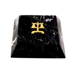 Black "Zebra" Marble "Legal" Paperweight, Gold Emblem