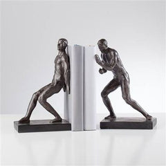 Torre & Tagus Athletic Resin Men Bookends Set of 2, Gray, 10.25" x 4.25" x 6"