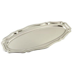 Leeber Oval Chippendale Tray, 23.5 x 11.5", Nickel Plated