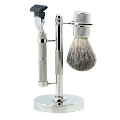 Razor & Pure Badger Brush, Diamond Cut Design Stand