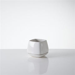 Torre & Tagus Mod Cube Planter Small - White, Ceramic, 4" x 4.5" x 4.5"