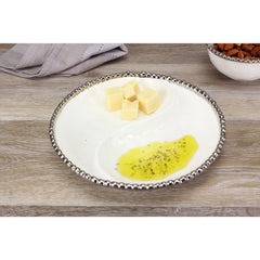 Pampa Bay 2-Section Platter, Small, White, Porcelain, 8.5 inches