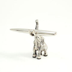 Bey Berk Antique Silver Plated Elephant Pen Holder