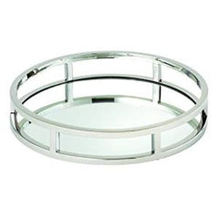 Leeber Beam Round Mirror Tray, 10.75", Stainless Steel.