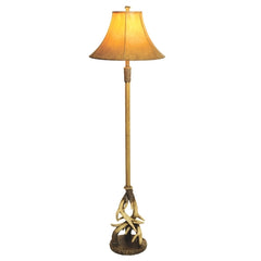 Vintage Direct 62"H Antler Floor Lamp, Gold, Polyresin