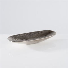 Torre & Tagus Helio Hammered Ceramic Platter - Small, Silver, 12"
