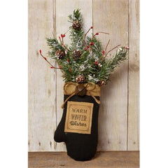 Your Heart's Delight Mitten- Warm Winter Wishes with Greens & Bell, Led Candle