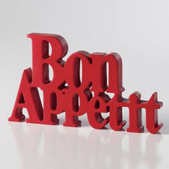 Torre & Tagus Word Art Red Resin Decor - Bon Appetit, 6" x 1" x 10.75"