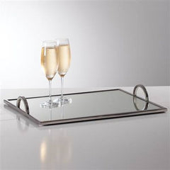 Torre & Tagus Lux Rectangle Stainless Steel Mirror Tray, Silver