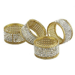 Leeber Gold Napkin Rings With Crystals, Set of 4