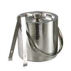 Leeber Lines Ice Bucket with Tongs, 6", Stainless Steel