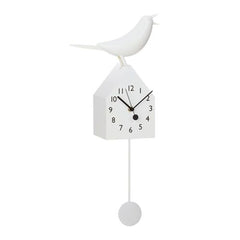Torre & Tagus Motion Birdhouse Clock With Removable Pendulum White, Metal