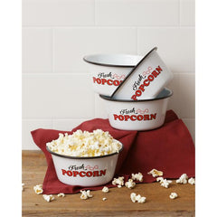Your Heart's Delight Set of 4 Enamelware - Popcorn Bowls, Iron