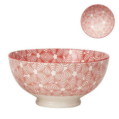Torre & Tagus Kiri Porcelain 8" Large Bowl - Red With Red Trim