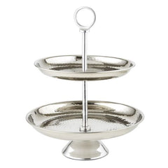 Leeber 2 Tier Hammered Stand, 8.5", 10.5", Silver, Stainless Steel
