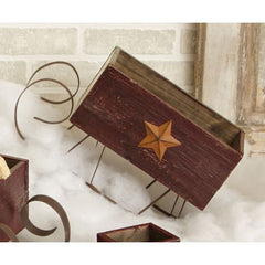 Your Heart's Delight Sleigh - Distressed Burgundy  Rusty Star, Brown