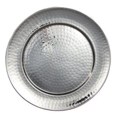 Leeber Hammered Round Tray, 16", Silver, Stainless Steel