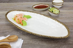 Pampa Bay Golden Salerno Oval Serving Piece, White, Porcelain, 17.5 inches