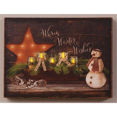 Your Heart's Delight Canvas Print- Snowman, Warm Winter Wishes, Twinkling Led