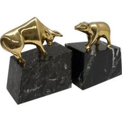Bey Berk "Stock Market" Brass Bull & Bear Bookends