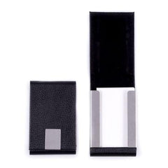 Bey Berk Black Leather Business Card Case With Magnetic Lid