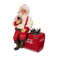 Kurt Adler 10.5" Coca-Cola Santa On Cooler Table Piece, Fabric Mache