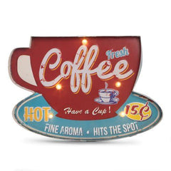 Bey Berk Coffee LED Lighted Metal Sign Wall Decor or Table Display