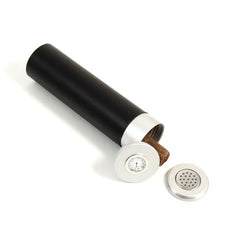 Leather Wrap Aluminum Cigar Tube With Hygrometer & Humistat